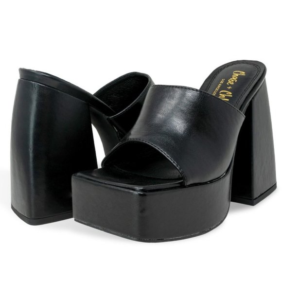 Chunky Platform Sandals for Women Slip On Square Toe Platform Mules - Picture 4 of 5